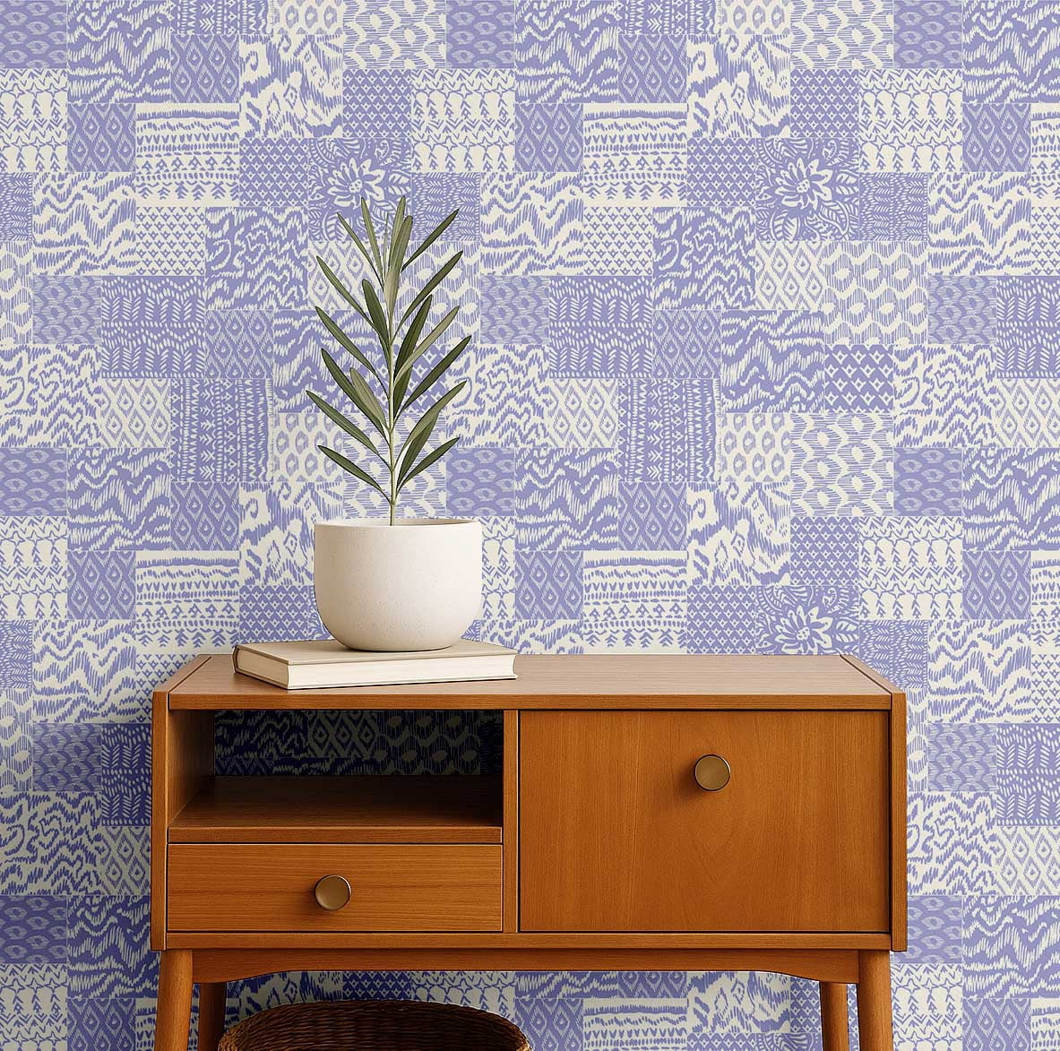 S4Sassy Patchwork Wallpaper - Purple Walls Covering, 25" x 120" Self-Adhesive Vinyl Wall Paper, Wallwrap, Easy DIY Walls Covering For Boho aesthetic wall decor, Living Room, Living Spaces