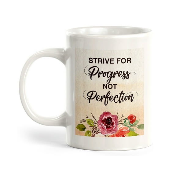 Strive for progress not perfection Watercolor 11oz Plastic Coffee Mug