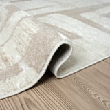 Abani Zen 6' X 9' Cream Rug - Neutral Modern Linear Pattern, Large Soft Area Rug For Living Room Bedroom Durable Easy To Clean
