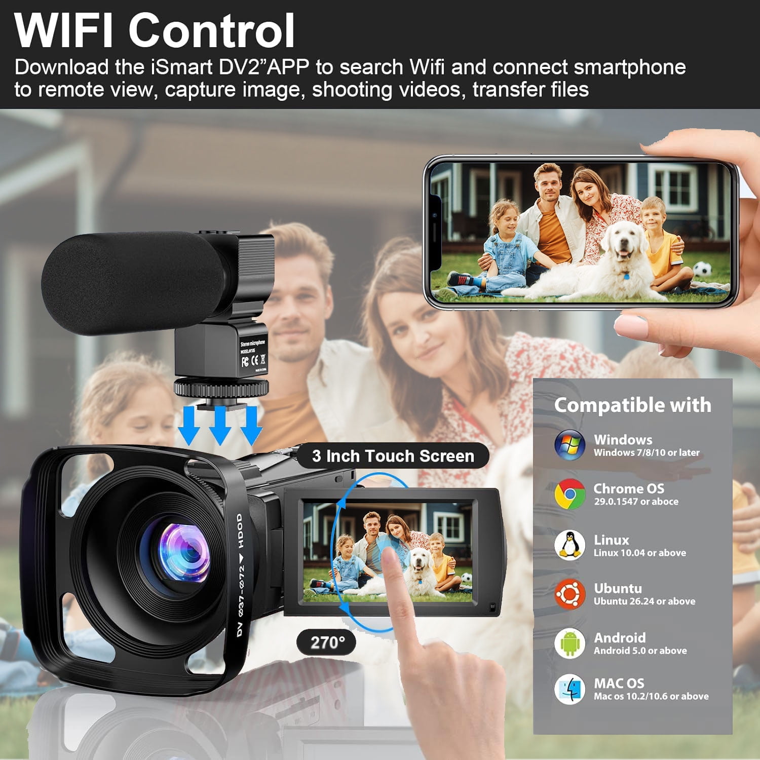5K Video Camera 48MP UHD Wifi Camcorder IR Night Vision 16X Digital Zoom Vlog Cameras for YouTube