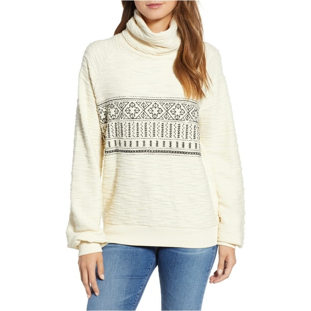 Lucky Brand Womens Embroidered Pullover Sweater, White, X-Small 