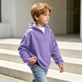 thumbnail image 6 of BXJX Boys Zip up Hoodies, Waffle Knit Fall Outdoor Long Sleeve Sweatshirts with Pockets Purple Size 5-6 T, 6 of 7