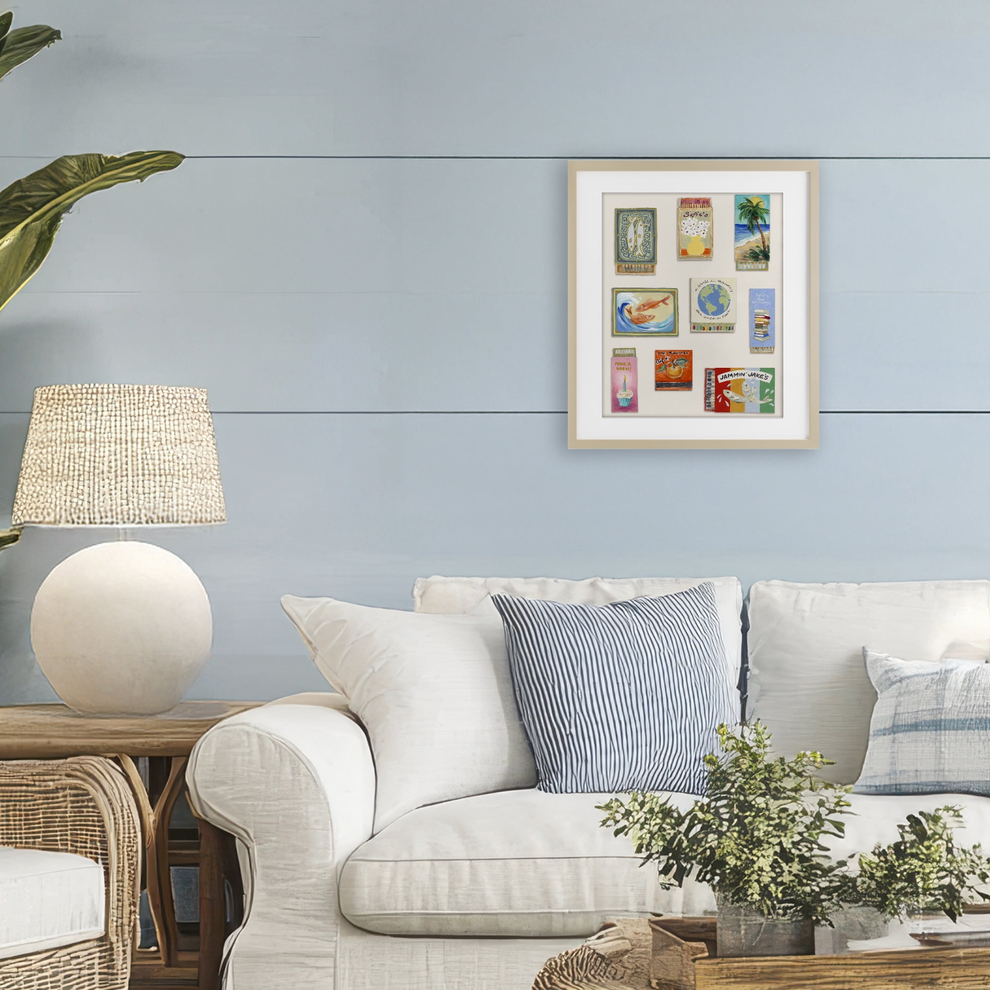Stupell Industries World Matchbox Collection Birch Framed Print Under Glass, design by Lanie Loreth