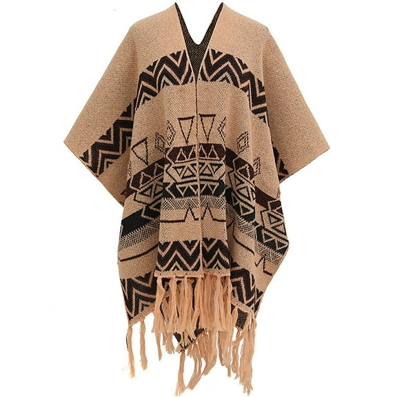 QQAMB Women's Shawl Wraps Open Front Poncho Cape Oversized Sweaters Casual Cardigan Shawls for Fall Winter