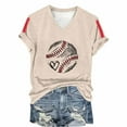 thumbnail image 5 of Women's Short Sleeve T-shirt Women'S Baseball Festival Solid Color Baseball Printed V Neck Short Sleeved Top,Yellow Women's Short sleeve T-shirt XXL, 5 of 6