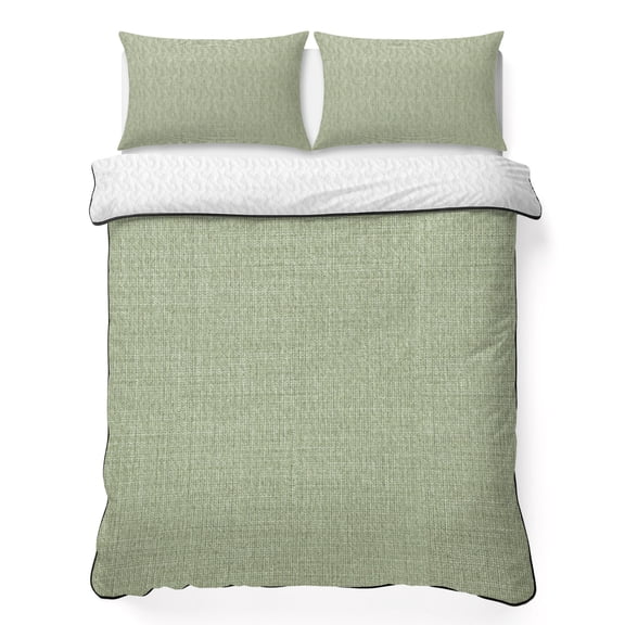 Full Quilt Bedding Set, Vintage Sage Green Linen Style Soft Microfiber Summer Bedspread Coverlet with 2 Pillow Shams, Country Pastoral Solid Color Breathable Bedding Set for Hot Sleepers