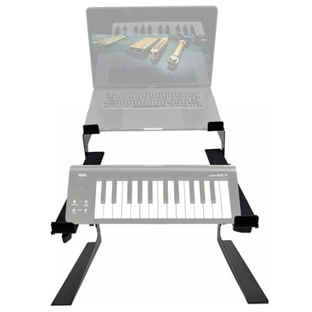 Rockville Dual Shelf Laptop Controller Stand for Korg microKEY-25 Keyboard