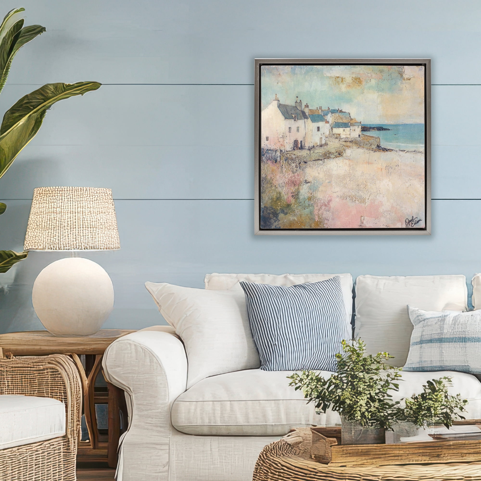 Stupell Industries Town Corner Architecture Gray Framed Floater Canvas Wall Art, design by Opal Edison