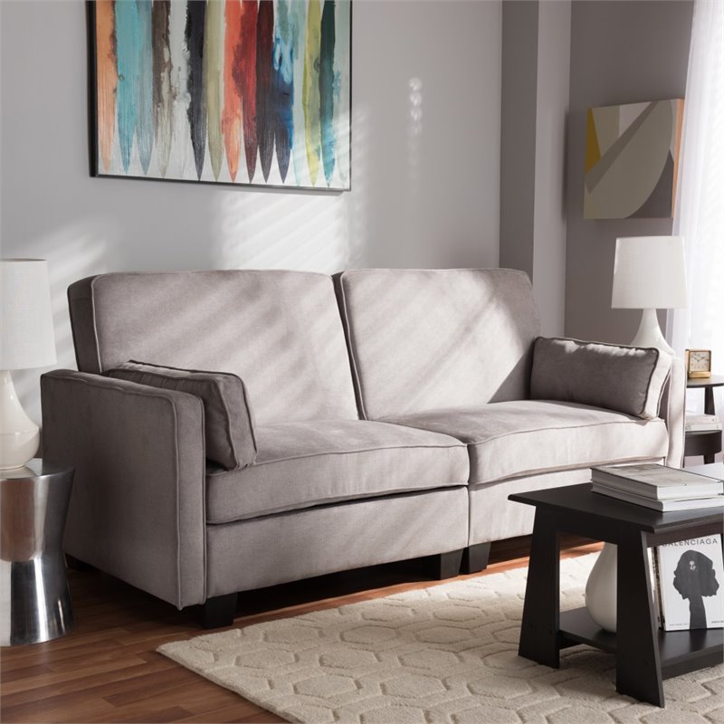 Baxton Studio Felicity Fabric Upholstered Sleeper Sofa in Light