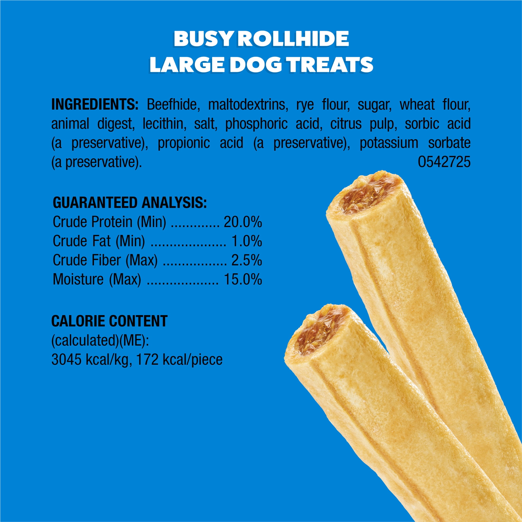 (3 pack) Purina Busy Rollhide Rawhide Dog Treats for Large Dogs Made with Real Beefhide, 12 oz, 5 Pack