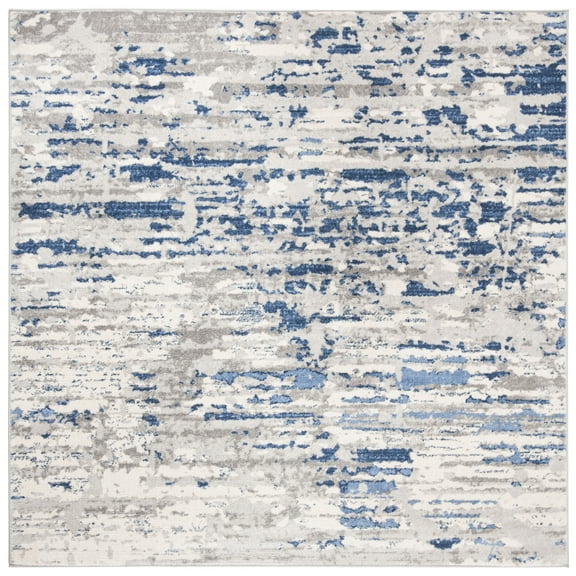 SAFAVIEH Jasper Brandt Abstract Overdyed Area Rug, Ivory/Blue, 8' x 8' Square