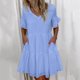 thumbnail image 1 of ICHUANYI Liquidación Vestido de verano bohemio estampado de manga corta con cuello en V para mujer ICHUANYI WER2023082200570, 1 of 8