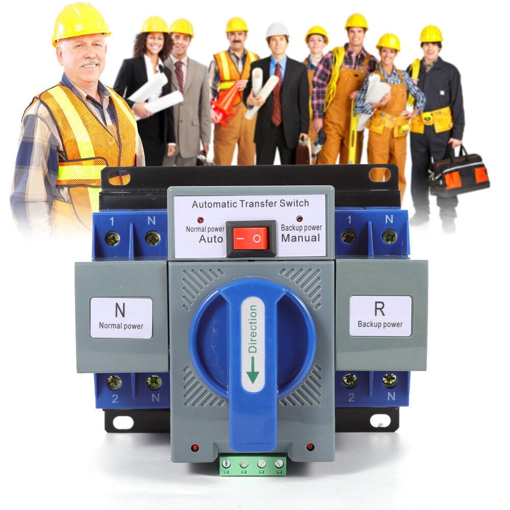Miumaeov 2P 63A 110V Dual Power Automatic Transfer Switch Dual Power Generator Changeover Switch 50HZ/60HZ