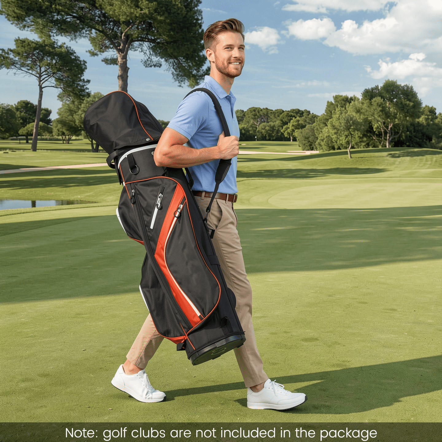 Airfind Tour-Cart 14-Way Golf Cart Bag with Color-Matched Rain Hood and Towel Ring featuring 9 zip pockets and a 9 in cart-well base for cart play, Sport Red