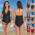 thumbnail image 2 of YUEHUA High Waisted Maternity Swimsuit Bikini Set V Neck Pregnancy Bathing Suits Push Up Two Piece Swimwear, 2 of 10
