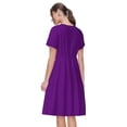 thumbnail image 2 of Bixox Robe d'Été à Manches Courtes pour Femmes Robe Ample Longueur Genou avec Poches-Violet, 2 of 7