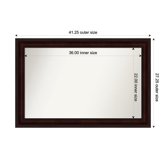 Amanti Art Custom Framed Wall and Bathroom Mirror (27.25 x 41.25 in.), Coffee Bean Brown Frame