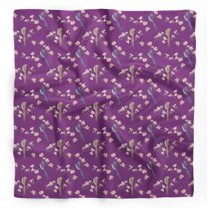 Bimba Purple Floral & Paradise Whydah Bird Pure Silk Printed Head Bandanas Summer Neck Wrap Scarf 40 x 80 Inches