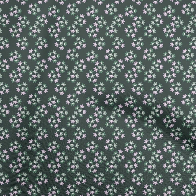 oneOone Tissu Georgette Viscose Vert Foncé Floral Matériel de Robe Tissu Imprimé Tissu au Mètre 42 Pouces de Large
