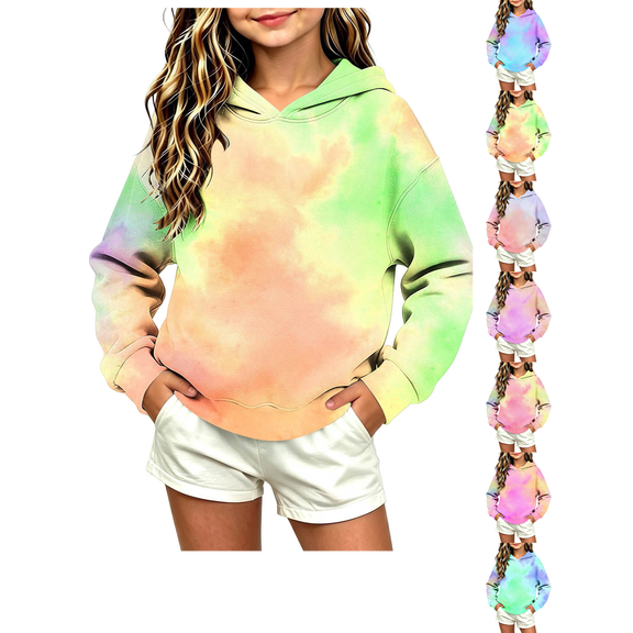 Hoodies for Girls Nelozsy Girls Gradient Color Hooded Sweatshirt Kids Long Sleeve Loose Pullover Hoodie For Fall Winter Yellow 5-6 Years