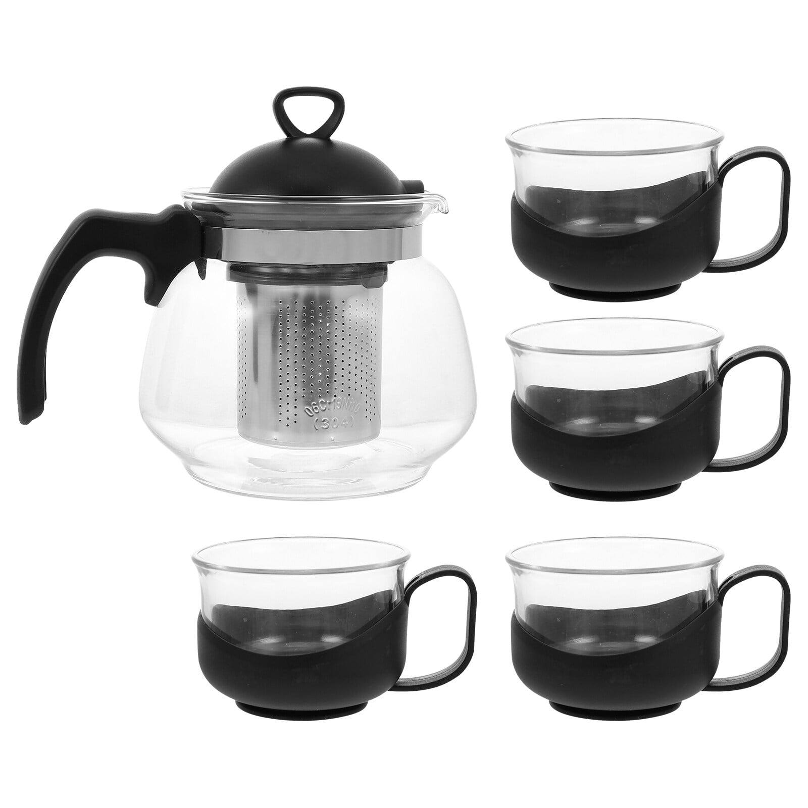NUOLUX Glass Tea Pot Set Tea Pot with Four Cups Travel Teaware Travel