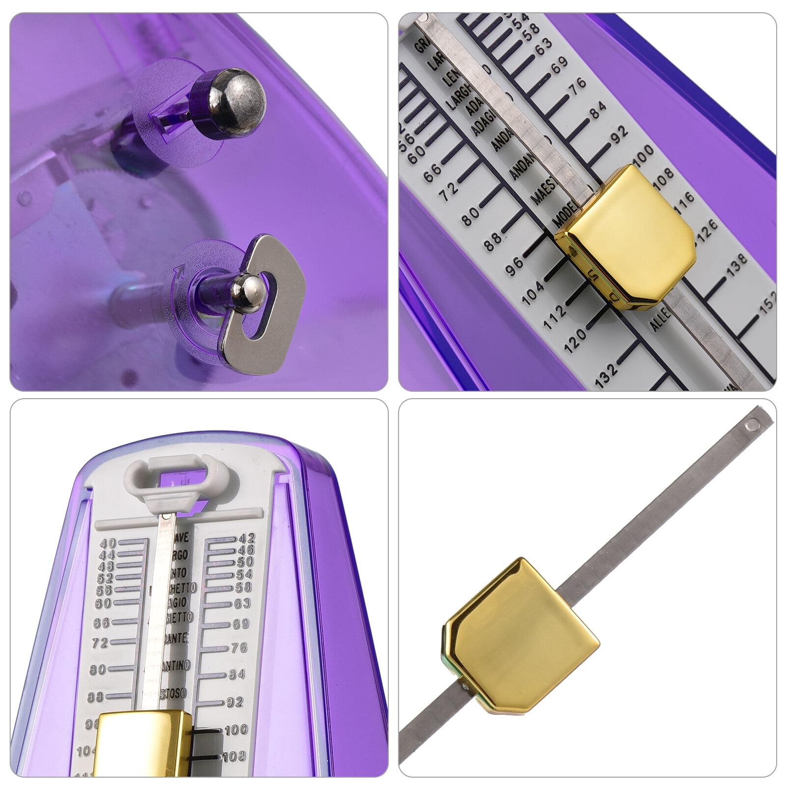 Transparent Mechanical Metronome with Bell Universal Wind up Metronome with Loud Sound Beat Selection Speed Control for Guitar Piano Violin Drum