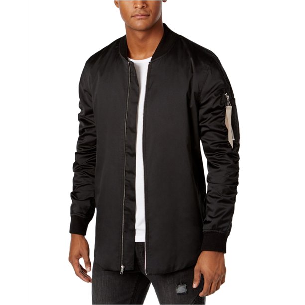 Jaywalker - Chaqueta bomber con dobladillo curvo para hombre, color negro, talla mediana Jaywalker Chaqueta de bombardero
