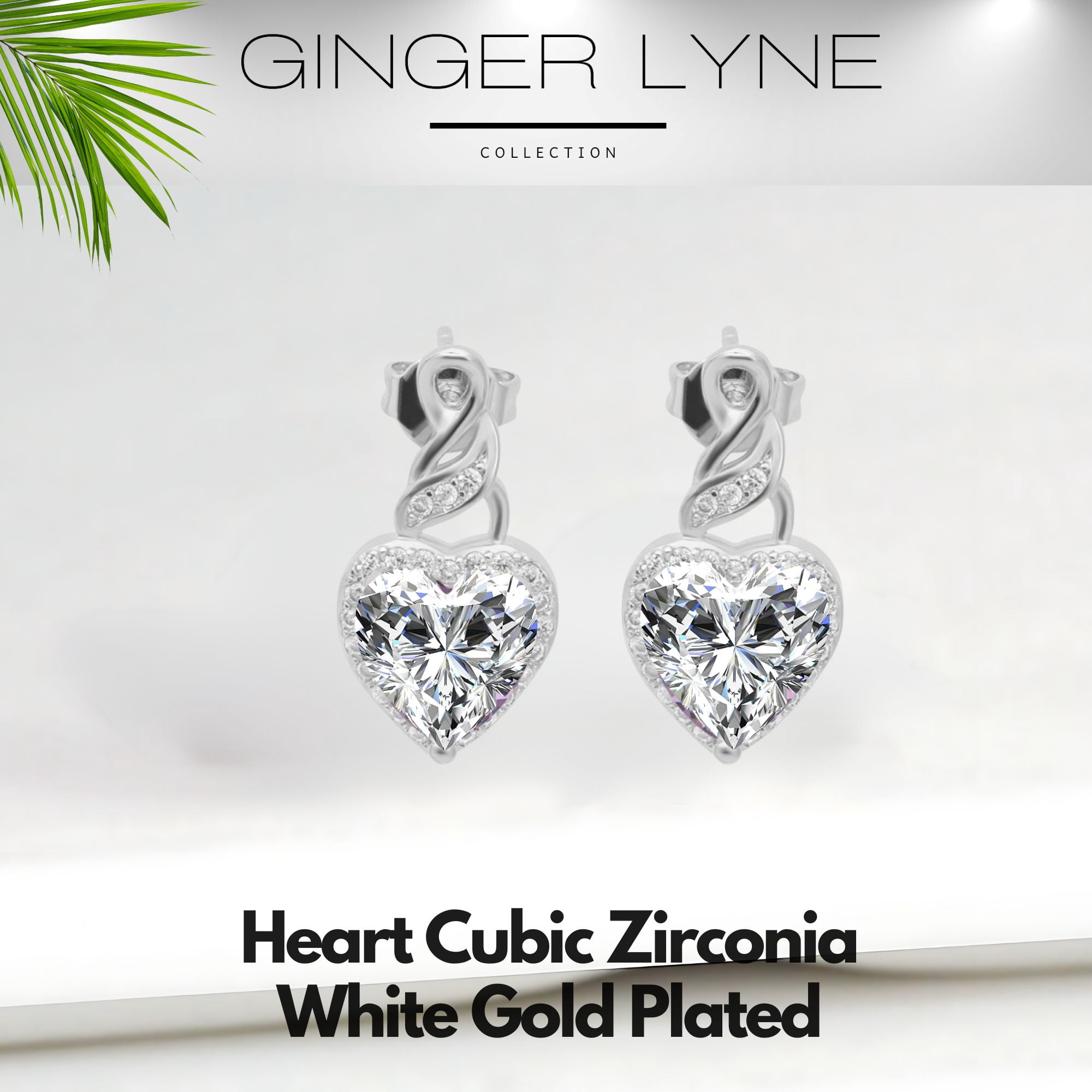 Heart Shape Blue Cz Drop Stud Earrings Womens Ginger Lyne Collection