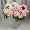 thumbnail image 2 of Ramo de rosas de tela abrasiva para decoración de bodas, hoteles, guía de ruta para el hogar, ramo de flores falsas, ramo de rosas de simulación, 2 of 6