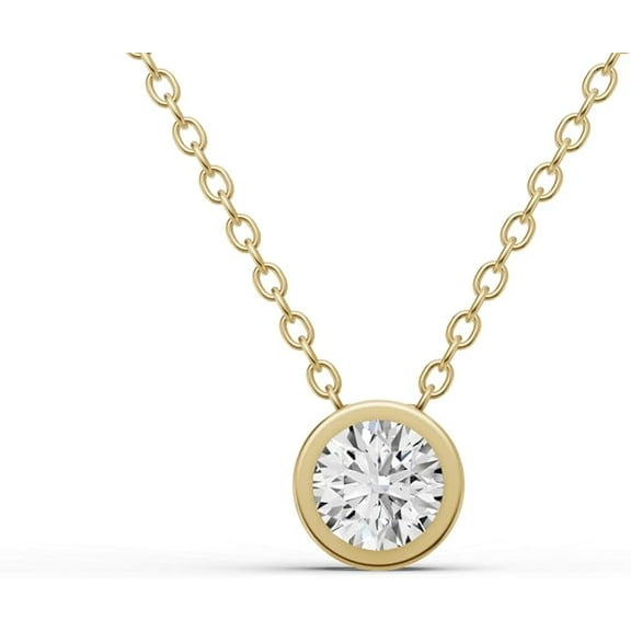 0.25 Carat TW Round Lab Grown Diamond Solitaire Pendant Necklace in 14K Yellow Gold, E-F Color, VS1-VS2 Clarity