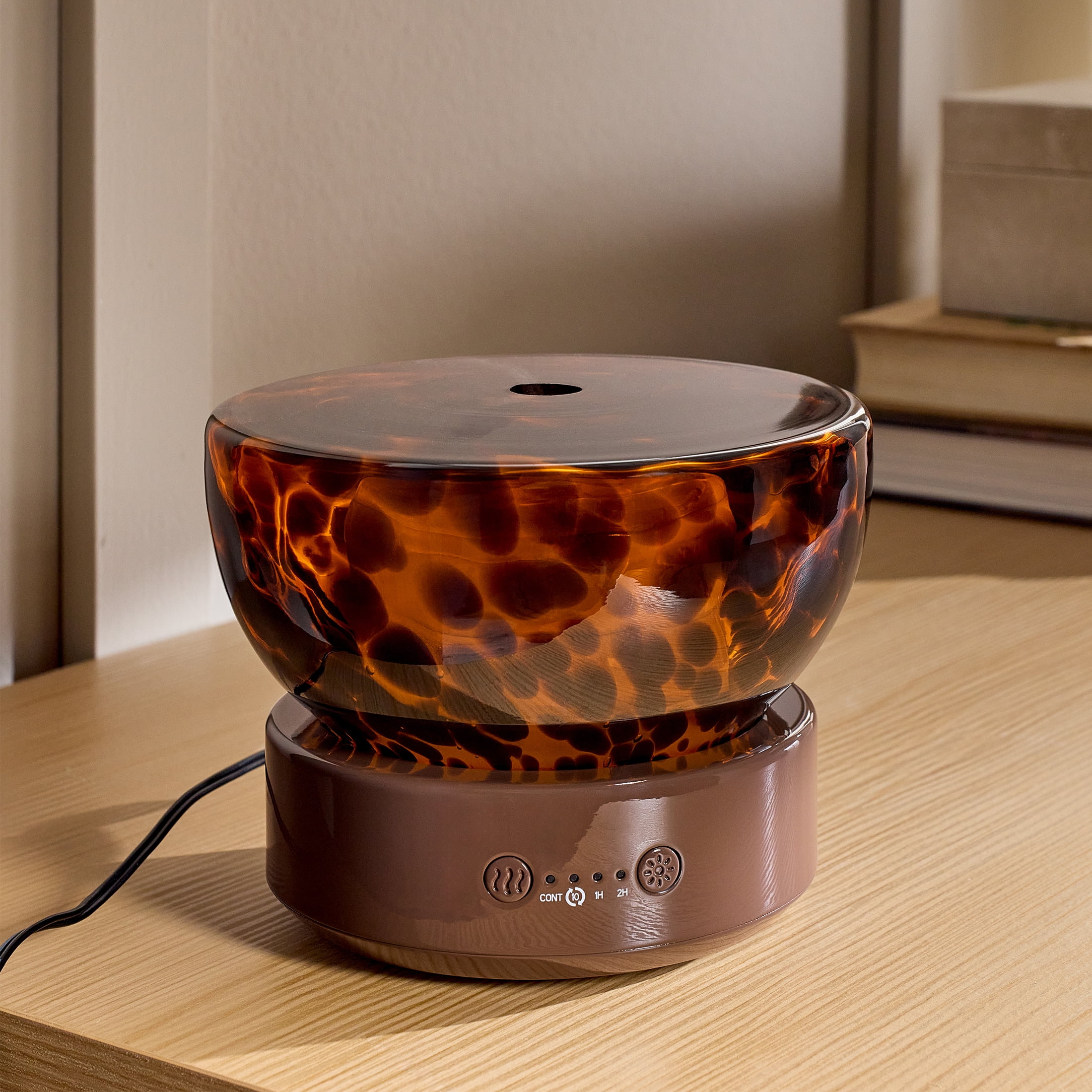 Better Homes & Gardens Artglass Bowl Ultrasonic Diffuser, Dark Tortoise, Cool Mist