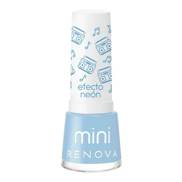 Esmalte de uñas Renova Mini burbuja azul pastel neon 7.7 ml