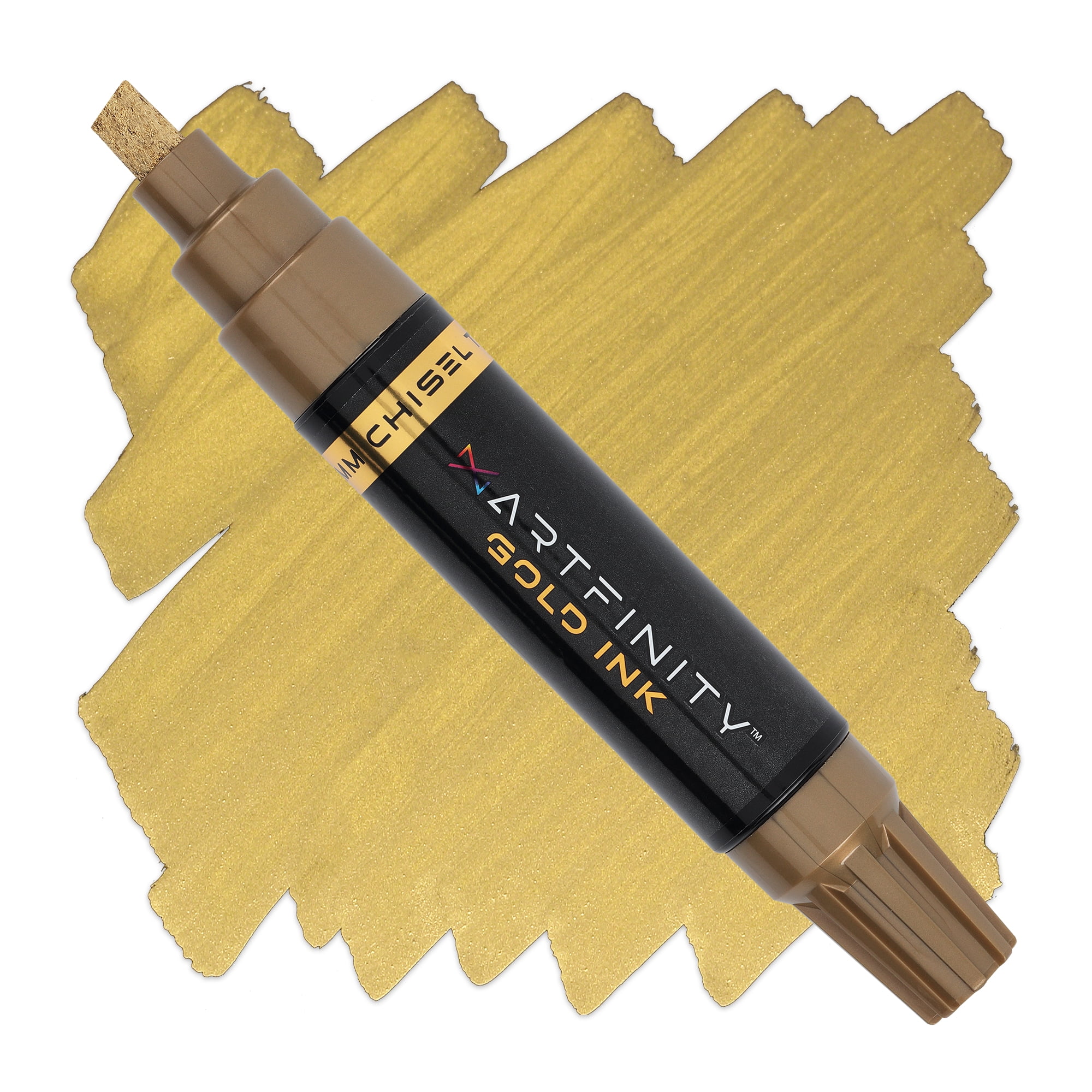 Artfinity Rich Metallic Markers - Professional Metallic Markers for Artists, Drawing, CAlligraphy, & More! - [Gold - 8.5mm Chisel Nib - 3 Pack]