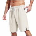 thumbnail image 3 of Men Casual Cargo Pants Joggers Elastic Waist Drawstring Pockets Breathable Lightweight Stretchy Cargo Pants Shorts Fifth Pants Daily Work Gym+ | Zenithor,Beige M, 3 of 9