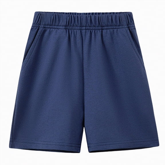 Zanarzt Boys Athletic Shorts Boys Shorts Kids Pull on Youth Athletic Casual Sweat Shorts with Pockets 5-6 Years,Navy