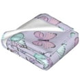 thumbnail image 2 of Bixox Fleece Blanket Purple Butterfly Pattern Super Soft Double-Sided Microfiber Flannel Blanket for Sofa, Bed, Couch,Suitable for All Seasons -, 2 of 5
