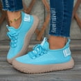 thumbnail image 2 of YLYL Womens Stripe Knit Sneakers Lace up Breathable Mesh Thick Sole Walking Shoes for Casual Wear, 2 of 9