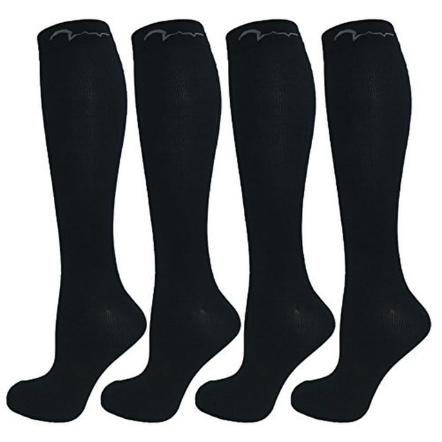Chaussettes de Compression Graduées à Performance Maximale pour Jeunes pour Sports Soccer, Softball, Tennis, Course (Petites (Convient à la Plupart des 5-9 Ans), Tout Noir)