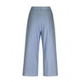 thumbnail image 6 of Hxshgdsn Womens Capri Pants With Pocket Elastic High Waist Wide Leg Crop Pants Summer Loose Fit Blue L, 6 of 9