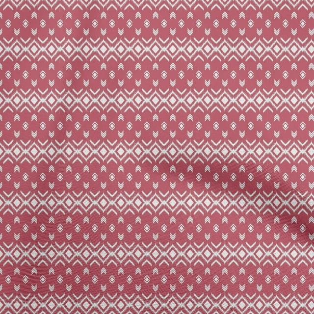 oneOone Tissu Georgette Viscose Rouge Ikat Projets de Couture Tissu Imprimé au Mètre 42 Pouces de Large