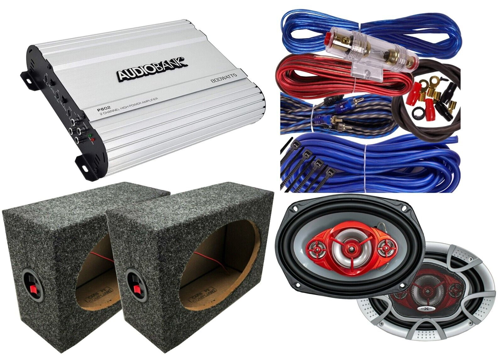 SoundXtreme 6x9" 4Way Speakers + 800W Amplifier + 2x 6x9" Speaker Box