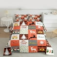thumbnail image 2 of Homewish Merry Christmas Child Bedding Comforter Set, Magic Reindeer Snowman Twin Comforter Sets, Cartoon Orange Patchwork Reversible Bedding Set, Ultra Soft Bedroom Decor, 2-Piece, 2 of 8