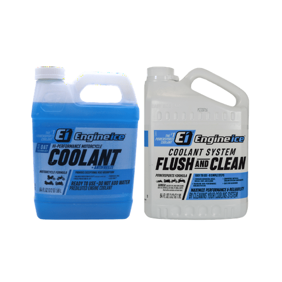 Engine Ice TYDS008 High Performance Coolant (0.5 gal)   Coolant System Flush and Clean (0.5 gal) Combo Kit (2-Pack) for Motorcycles & Bikes