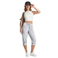 thumbnail image 2 of Women's High Waisted Cargo Capri Pants with Drawstring Elastic Waist Multi Pocket Outdoor Jogger, 2 of 7