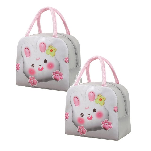 Oleegame 2 Pcs Sac de Rangement pour Produits, Sac à Main Isolé, Sac à Lunch, Sac à Lunch, Chiot Brun (Isolation 3D) Gris