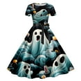 thumbnail image 1 of Wolfast Robe à Manches Courtes pour Femmes Imprimé Rétro Patchwork Manches Courtes Soirée Bal Robe Vintage, 1 of 8