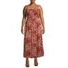 Romantic Gypsy Women's Plus Size Smocked Top Maxi Dress with Button Front Detail