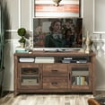 thumbnail image 4 of GVN Wooden Retro TV Stand with Drawers and Tempered Glass Doors, 4 of 10