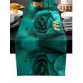thumbnail image 2 of Green Rose Cotton Linen Table Runner 13 x 70 inch Elegance Fantasy Flowers Romantic Non-slip Rectangular Dining Table Decor for Wedding Party Holiday Dinner, 2 of 8