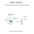 thumbnail image 5 of Rosec Jewels Cute Cat and Moon Stud Earrings with Lab Grown Emerald and Moissanite (AAAA Grade), 925 Sterling Silver, 5 of 6